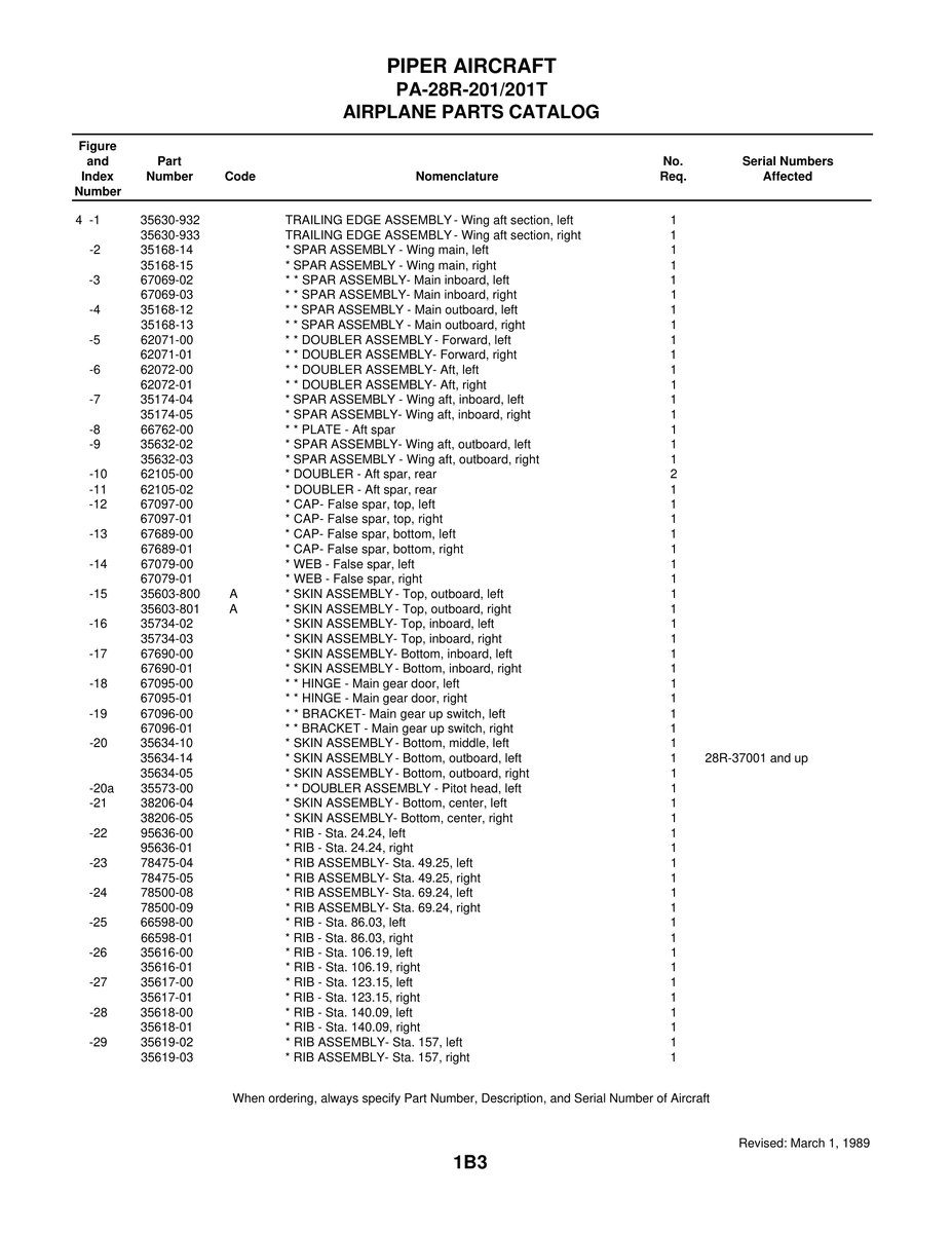 Aviation Part 67690-01 for Piper PA-28 Cherokee Aircraft