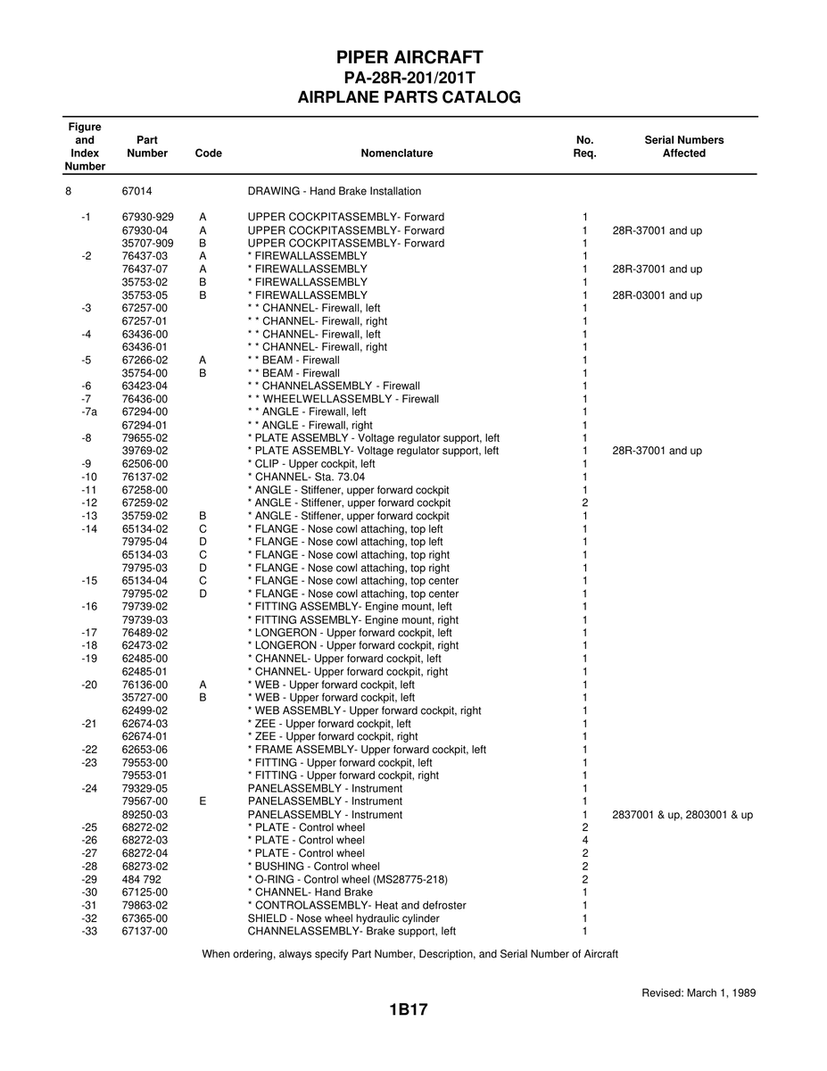 Aviation Part 79329-05 for Piper PA-28 Cherokee Aircraft