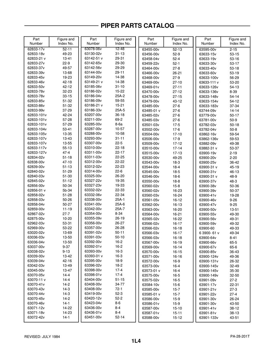 Aviation Part 63072-42v for Piper PA-28-201T Aircraft