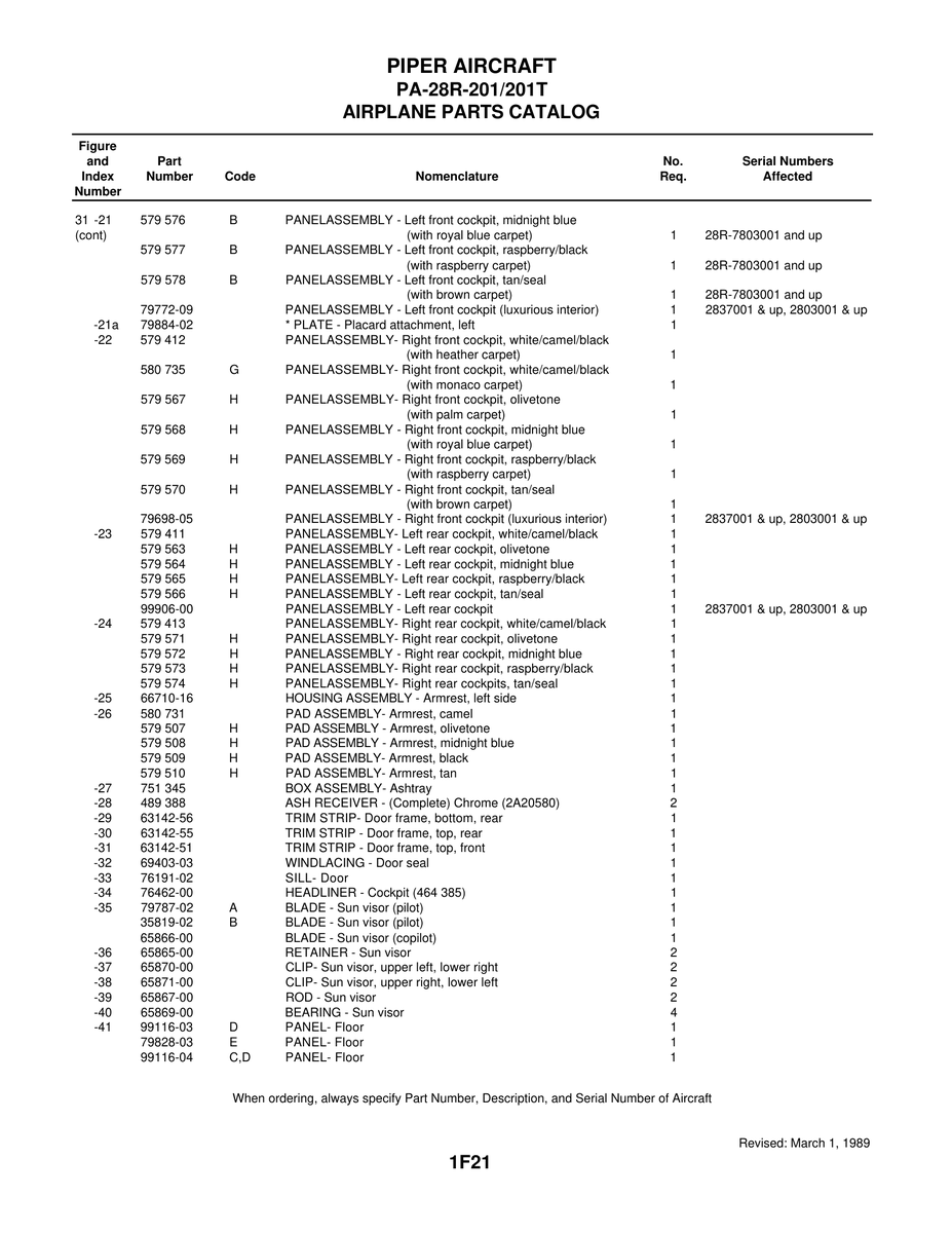 Aviation Part 99116-04 for Piper PA-28 Cherokee Aircraft