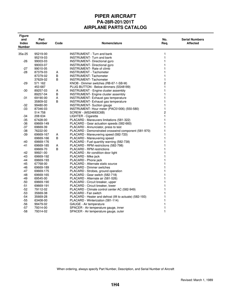 Aviation Part 35809-02 for Piper PA-28 Cherokee Aircraft
