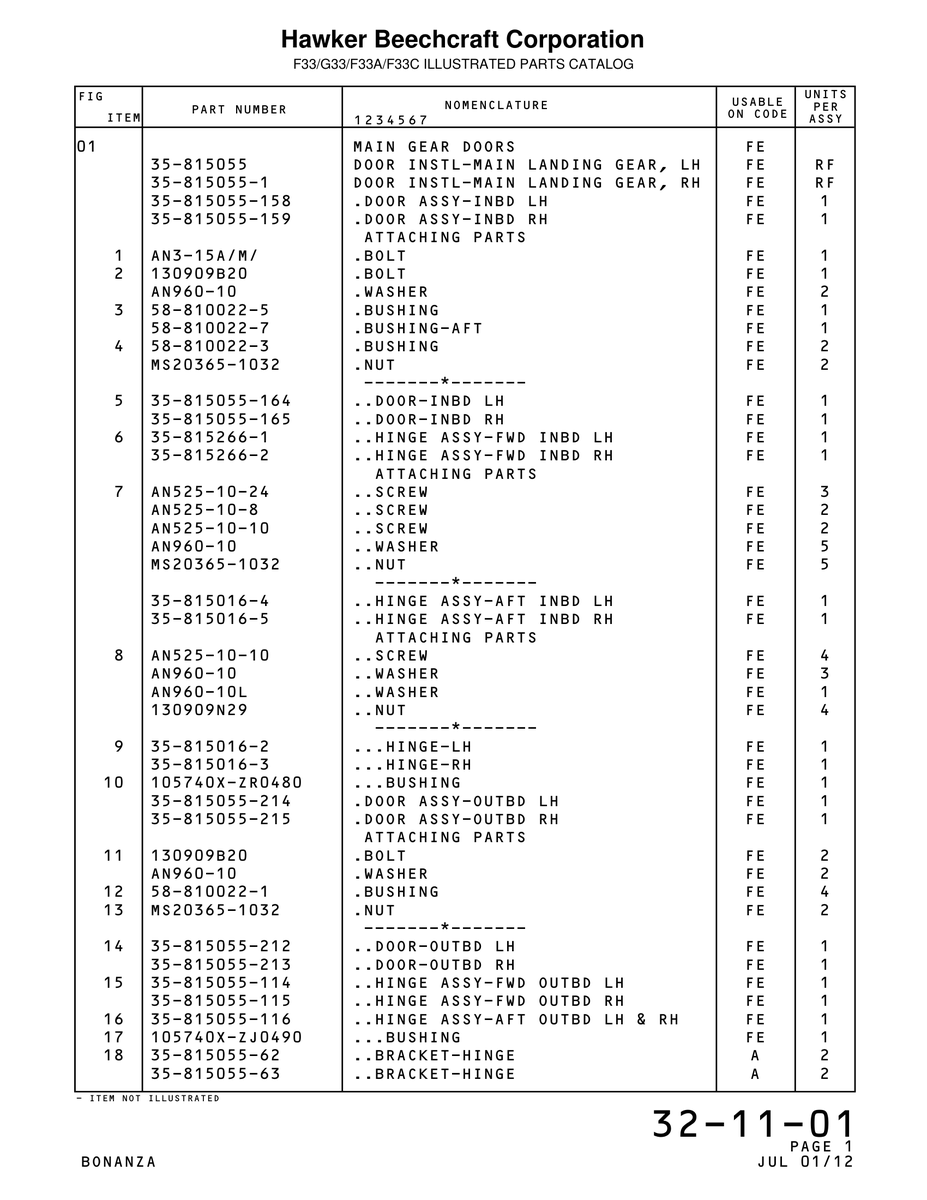 Aviation Part 815016-3 for Beechcraft Bonanza F33A Aircraft