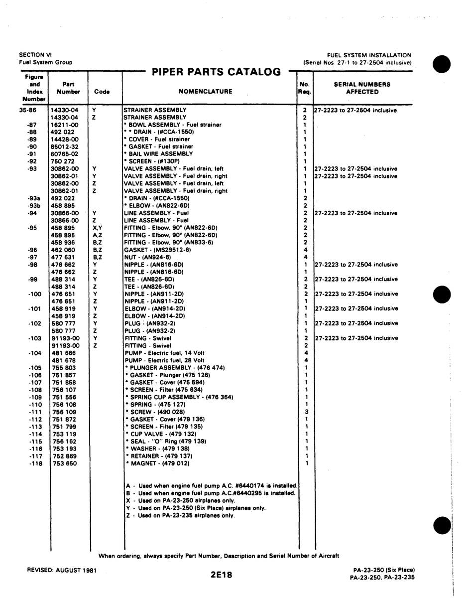 Aviation Part 30862-00 for Johnson Scorpion Too Aircraft