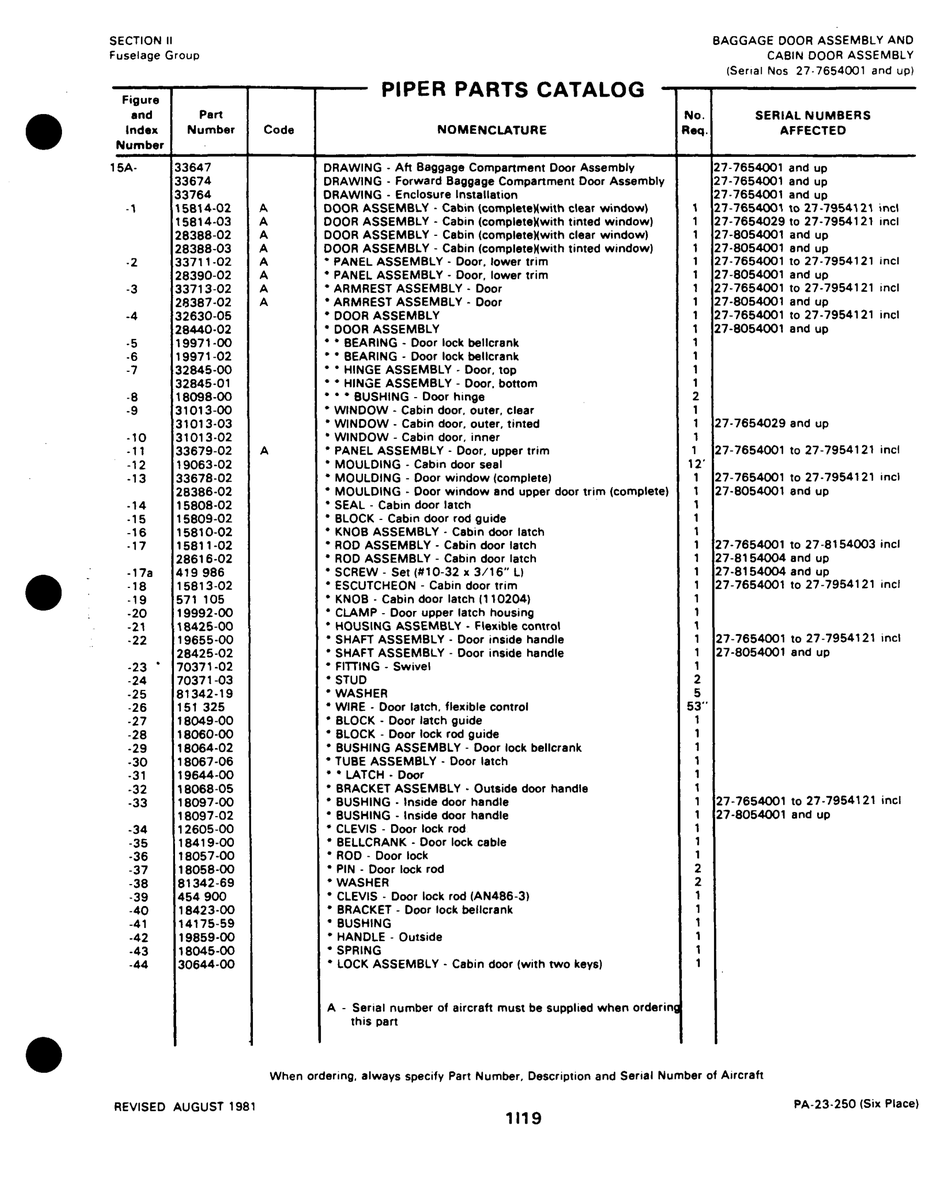 Aviation Part 32630-05 for Johnson Scorpion Too Aircraft
