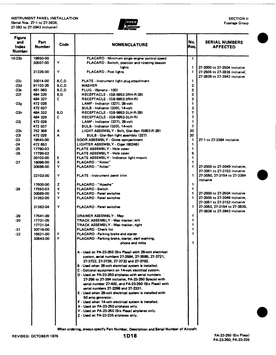 Aviation Part 30102-00 for Johnson Scorpion Too Aircraft