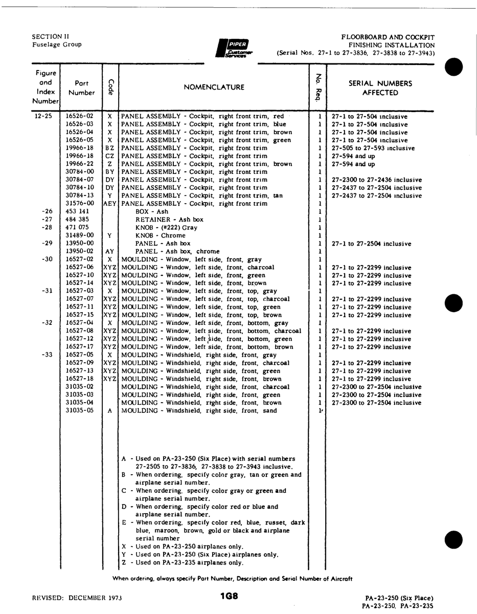Aviation Part 30784-10 for Johnson Scorpion Too Aircraft