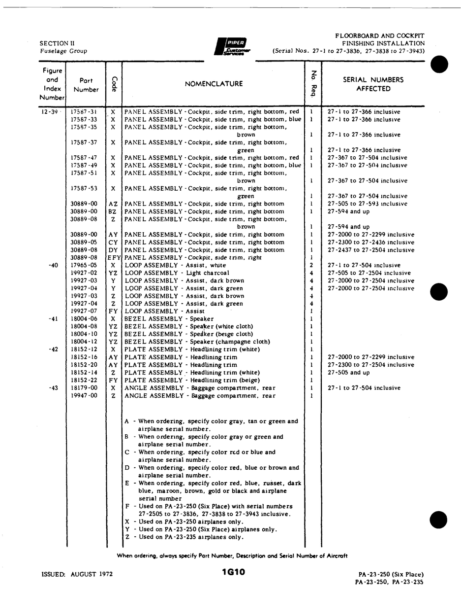 Aviation Part 30889-00 for Johnson Scorpion Too Aircraft