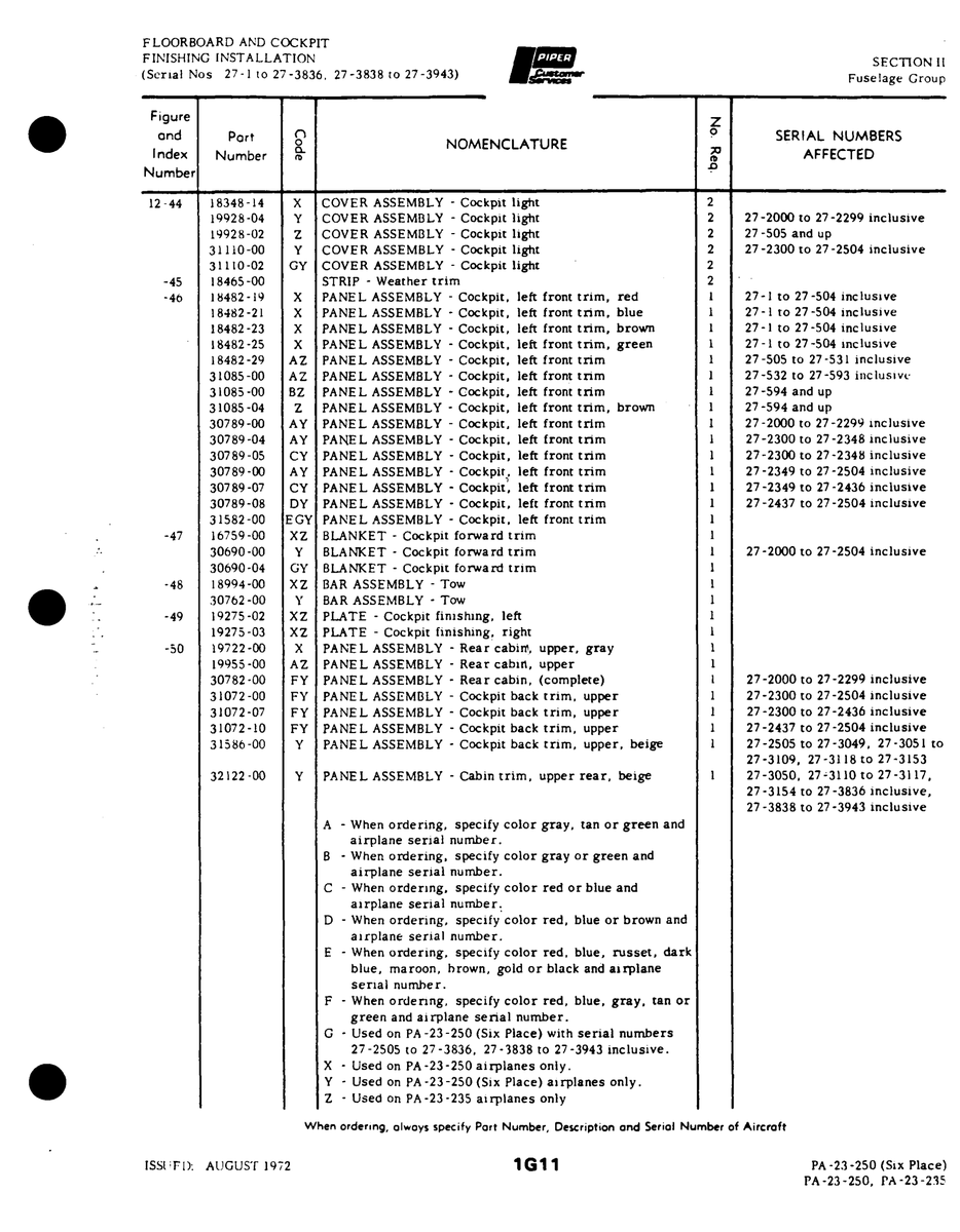 Aviation Part 30789-05 for Johnson Scorpion Too Aircraft