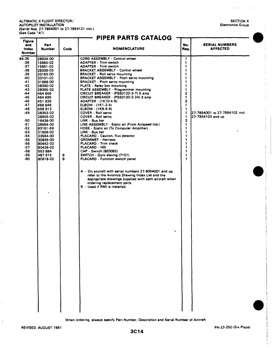 Aviation Part 28353-02 for Johnson Scorpion Too Aircraft