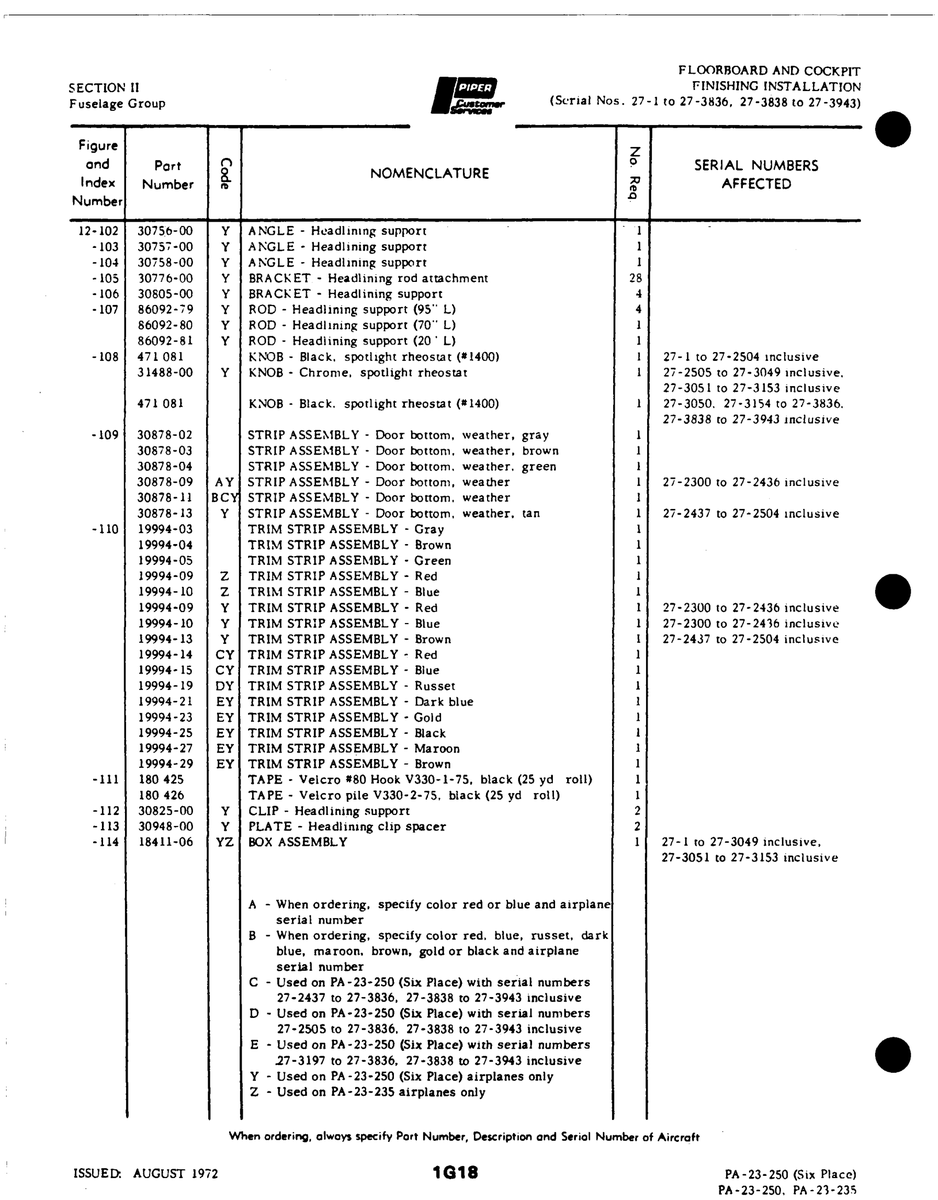Aviation Part 30878-09 for Johnson Scorpion Too Aircraft
