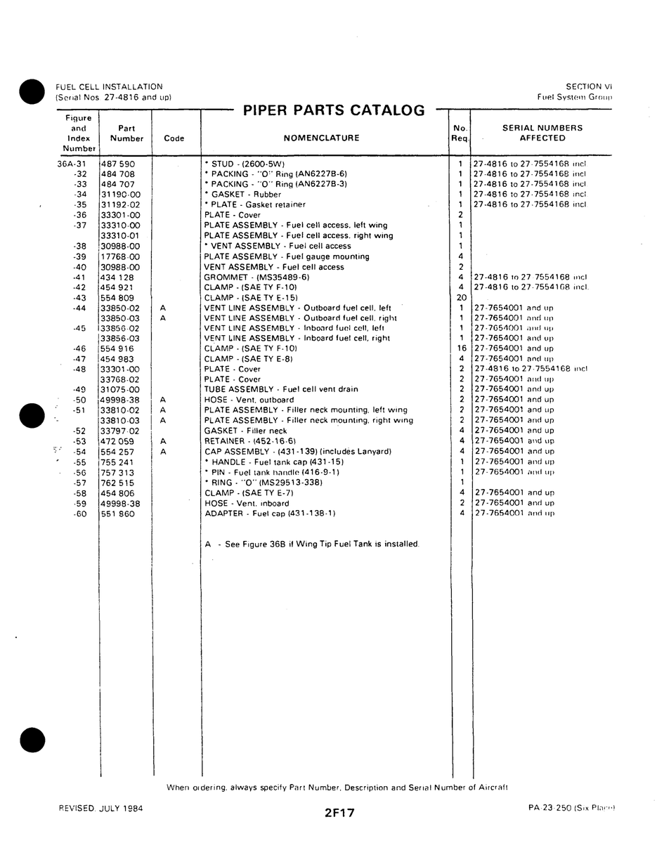 Aviation Part 33850-03 for Johnson Scorpion Too Aircraft