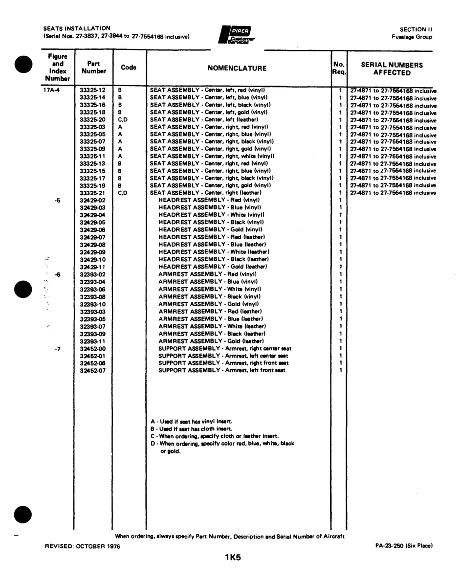 Aviation Part 3332519 for Johnson Scorpion Too Aircraft