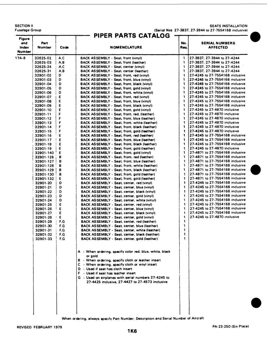 Aviation Part 32901-32 for Johnson Scorpion Too Aircraft