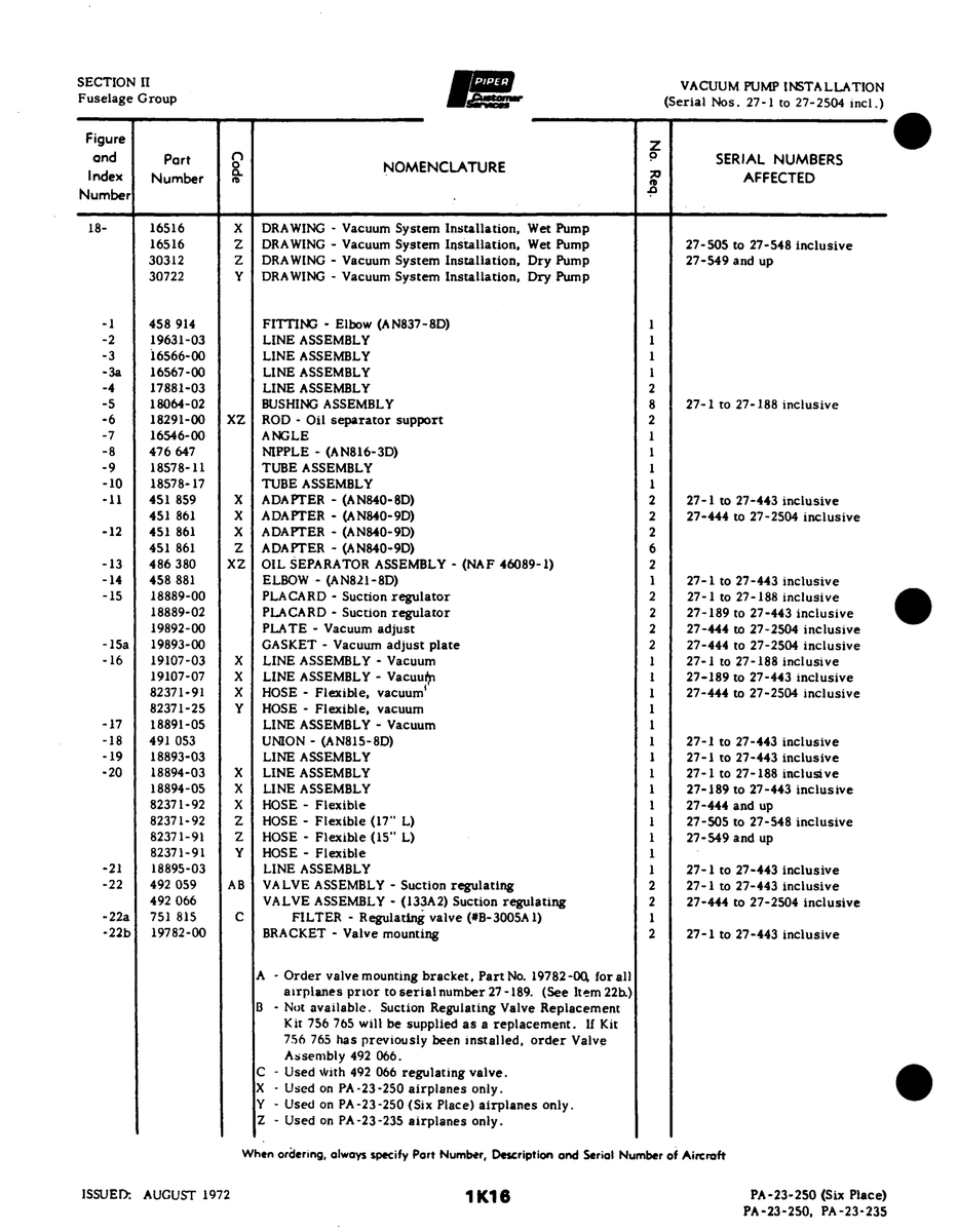 Aviation Part 82371-92 for Johnson Scorpion Too Aircraft