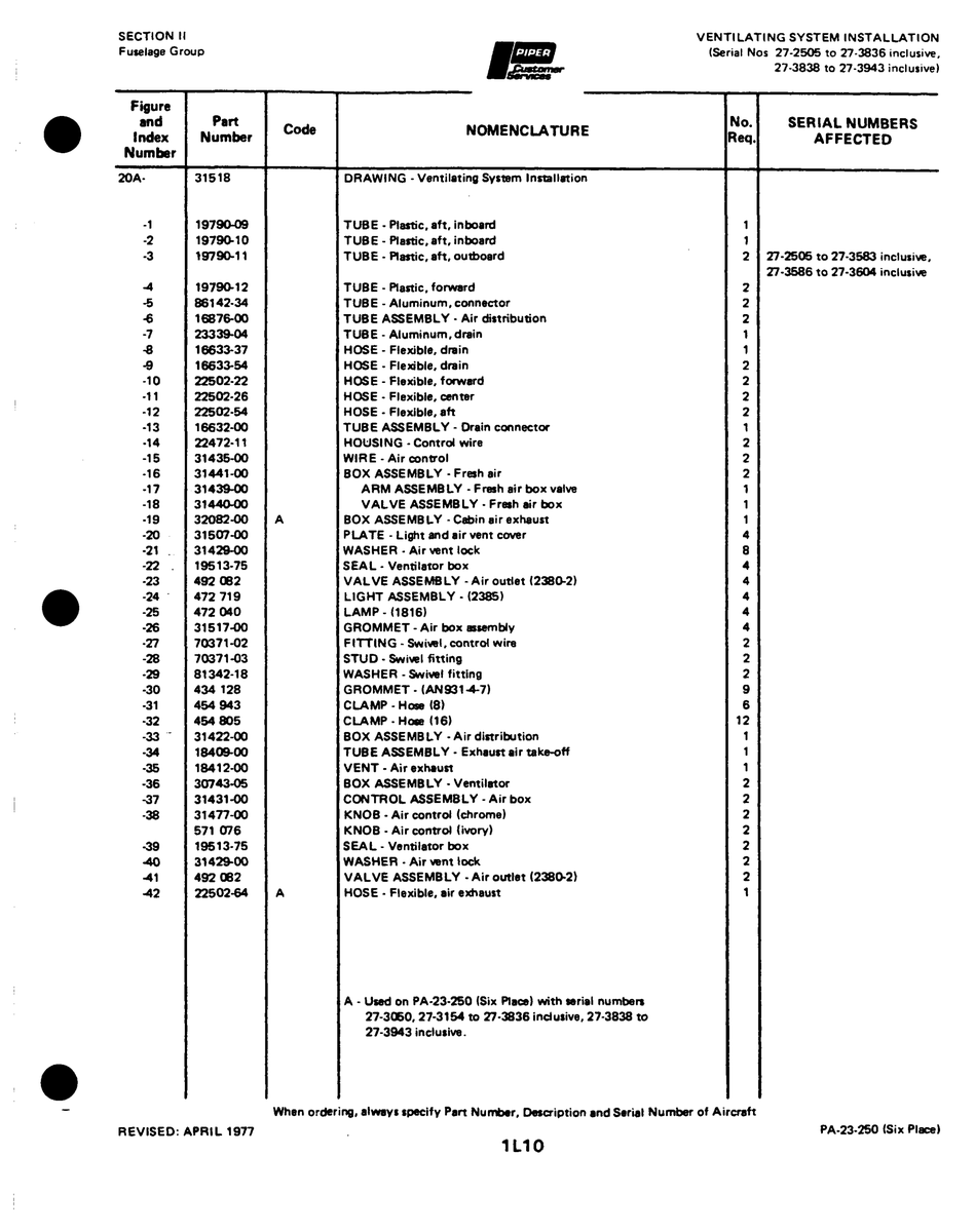Aviation Part 31441-00 for Johnson Scorpion Too Aircraft