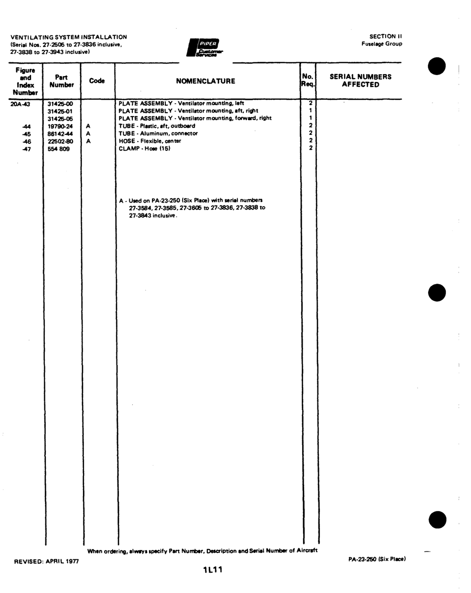 Aviation Part 8614244 for Johnson Scorpion Too Aircraft
