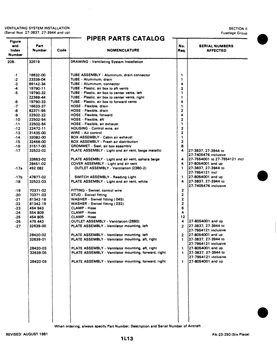 Aviation Part 47877-02 for Johnson Scorpion Too Aircraft