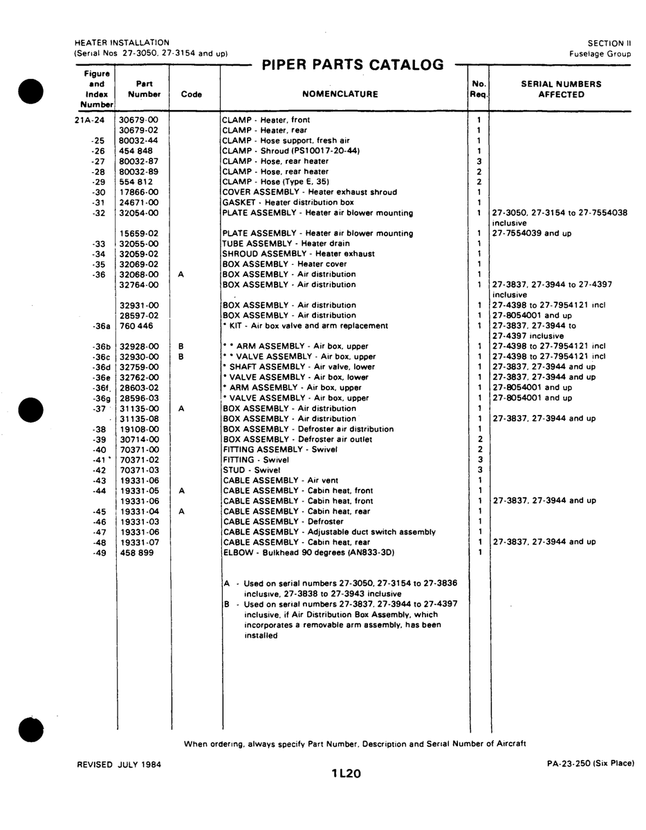 Aviation Part 32054-00 for Johnson Scorpion Too Aircraft