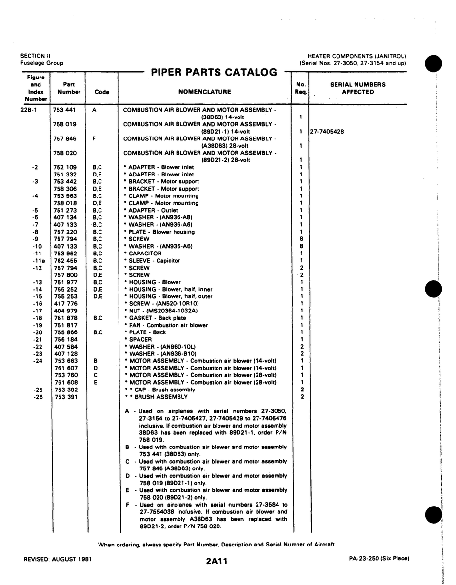 Aviation Part 27-7405428 for Johnson Scorpion Too Aircraft