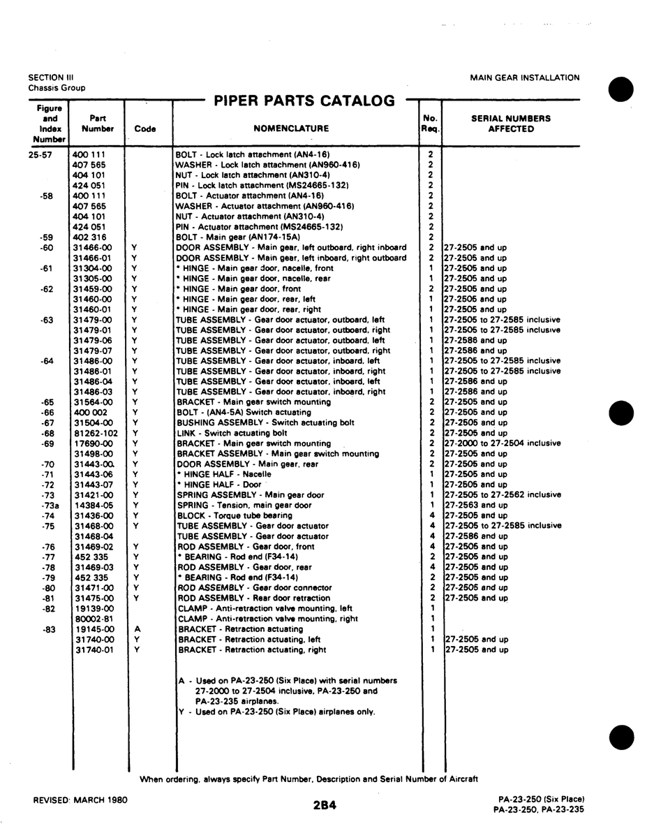 Aviation Part 31305-00 for Johnson Scorpion Too Aircraft