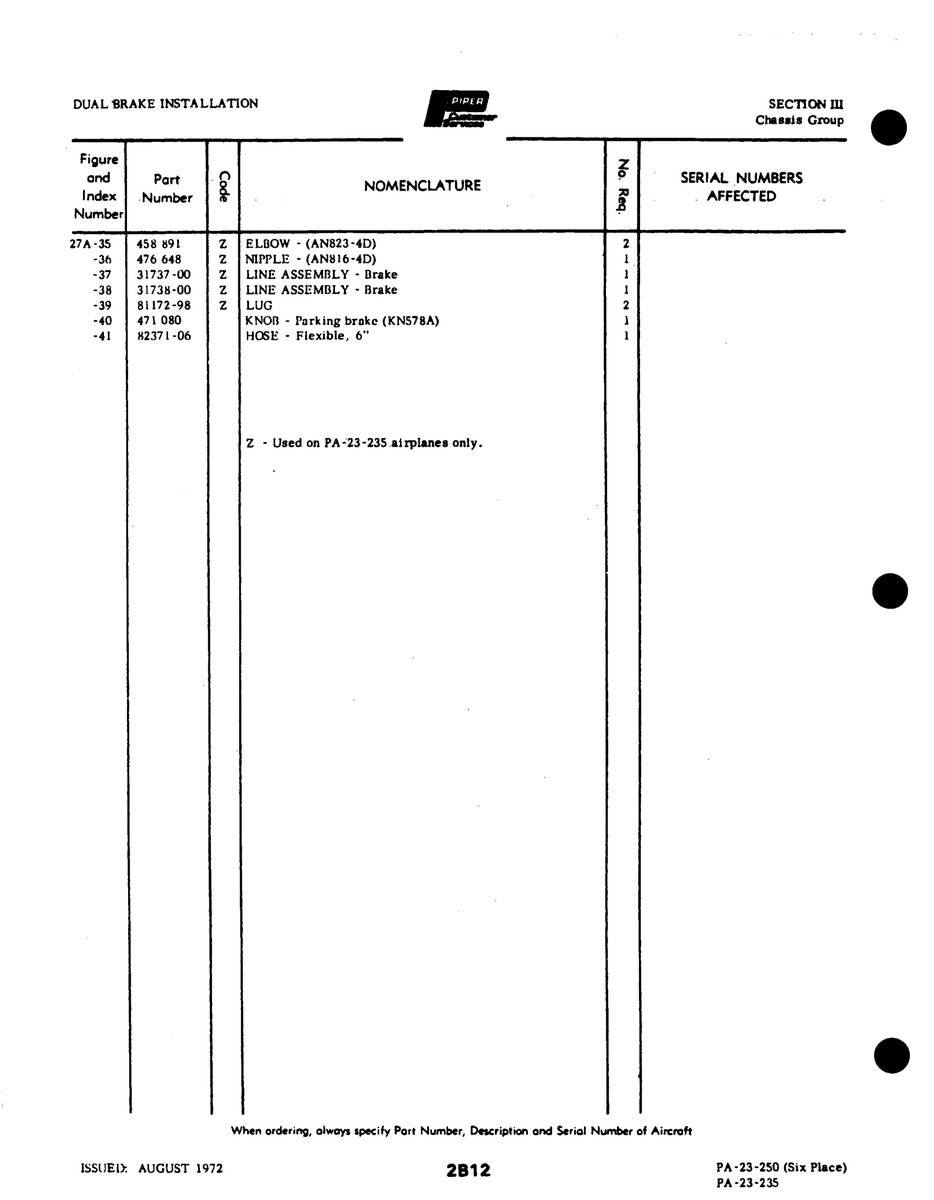 Aviation Part 31738-00 for Johnson Scorpion Too Aircraft
