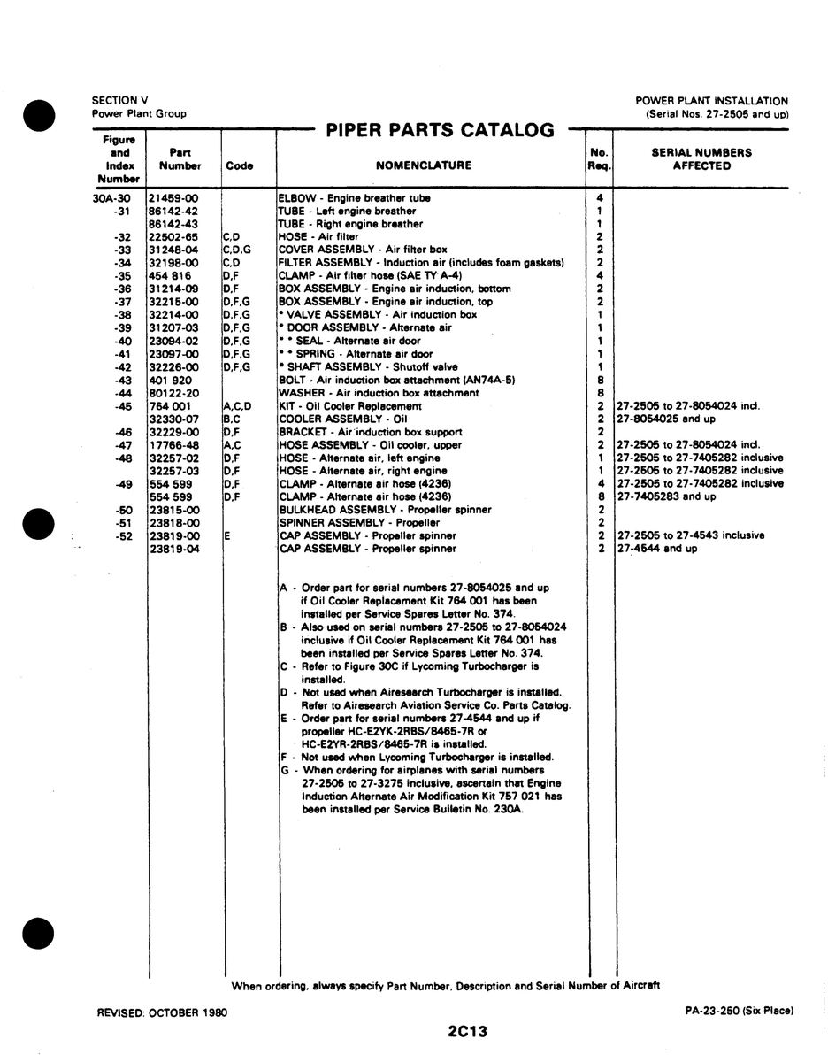 Aviation Part 32257-03 for Johnson Scorpion Too Aircraft