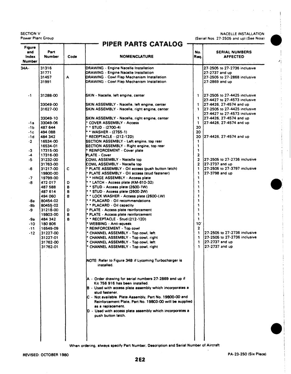 Aviation Part 31218-00 for Johnson Scorpion Too Aircraft