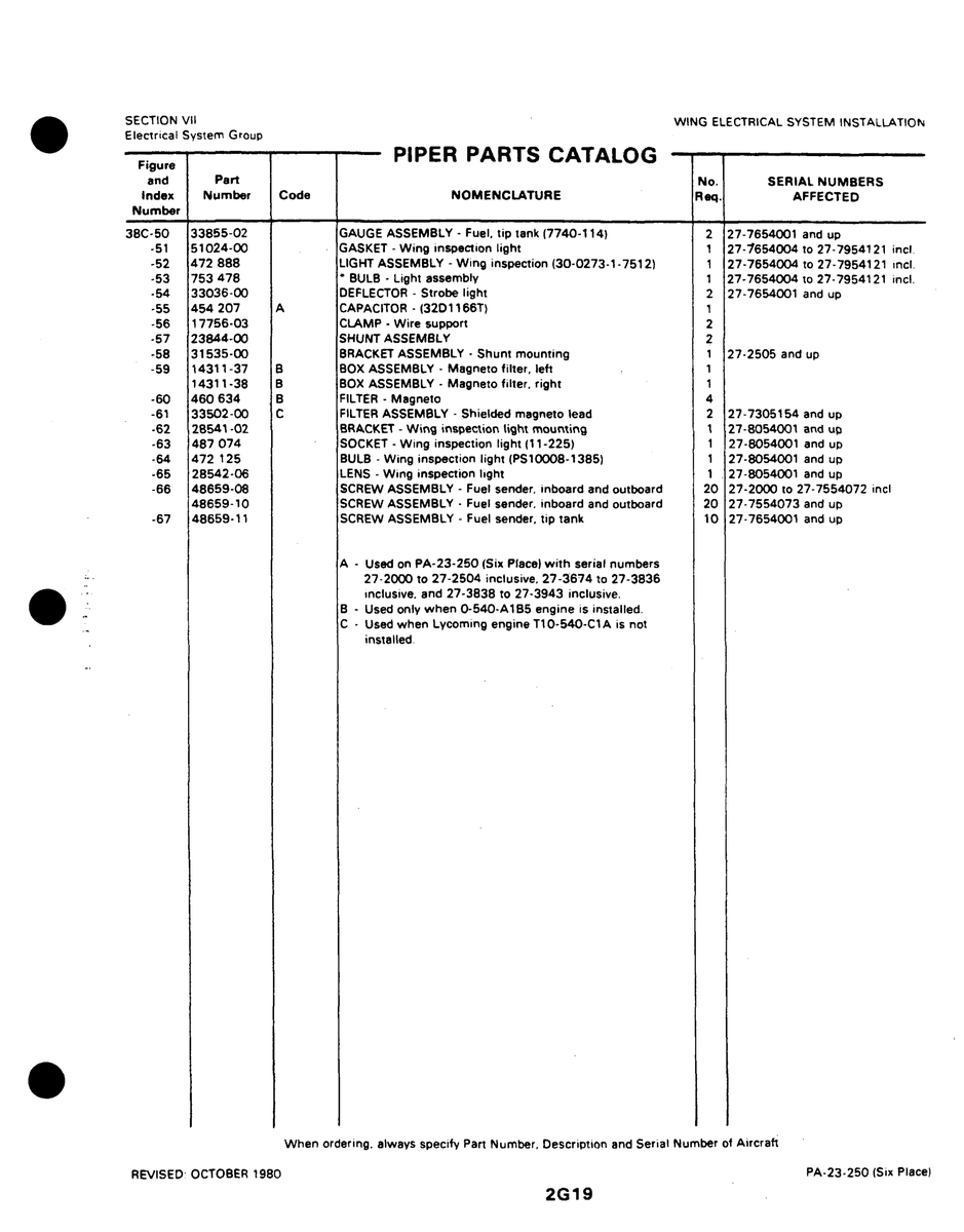 Aviation Part 28541 for Johnson Scorpion Too Aircraft