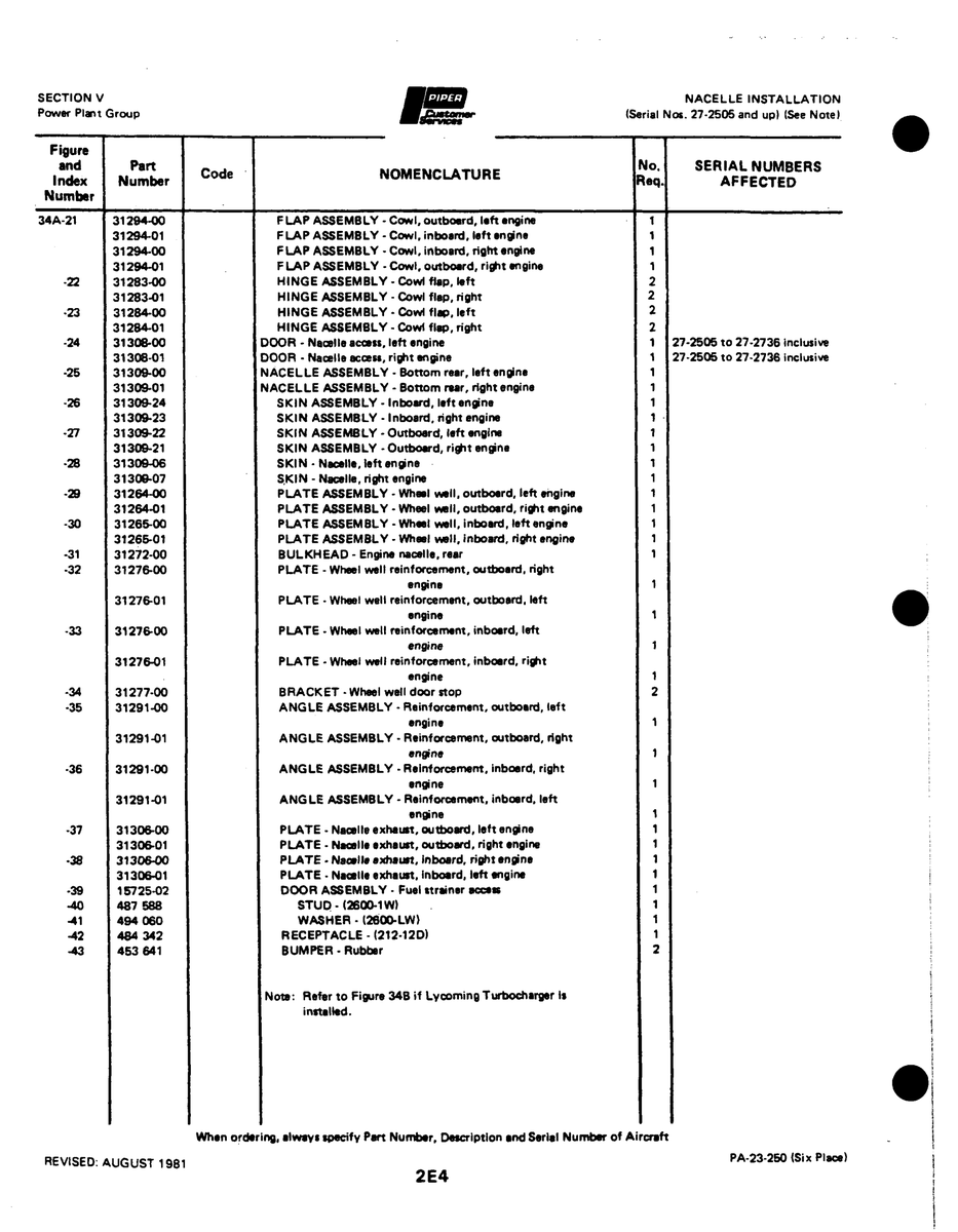 Aviation Part 3130823 for Johnson Scorpion Too Aircraft