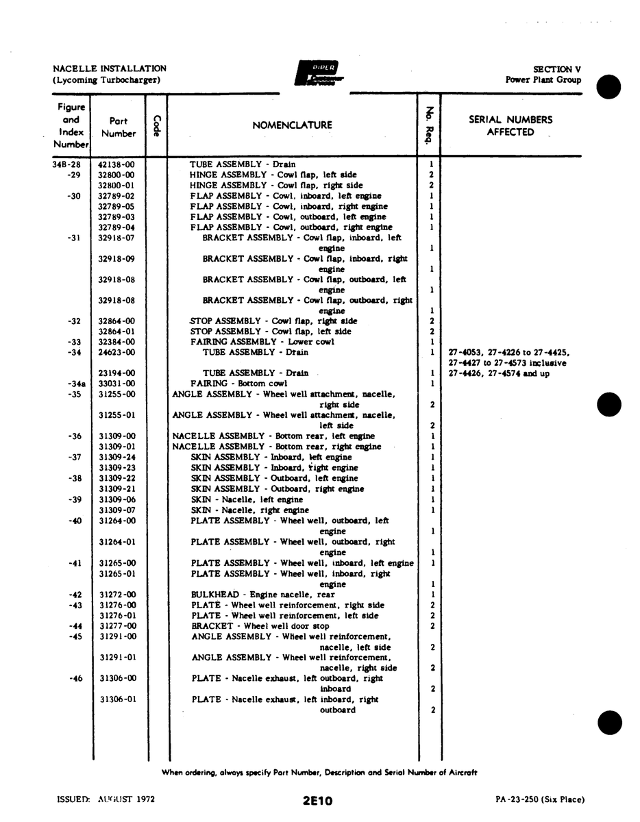Aviation Part 32800-00 for Johnson Scorpion Too Aircraft