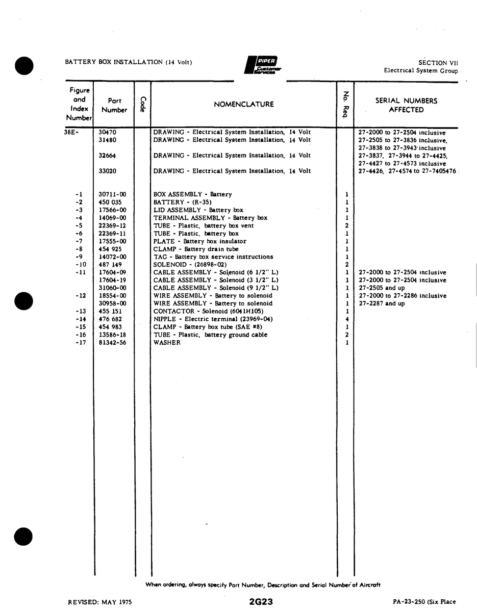 Aviation Part 30711-00 for Johnson Scorpion Too Aircraft