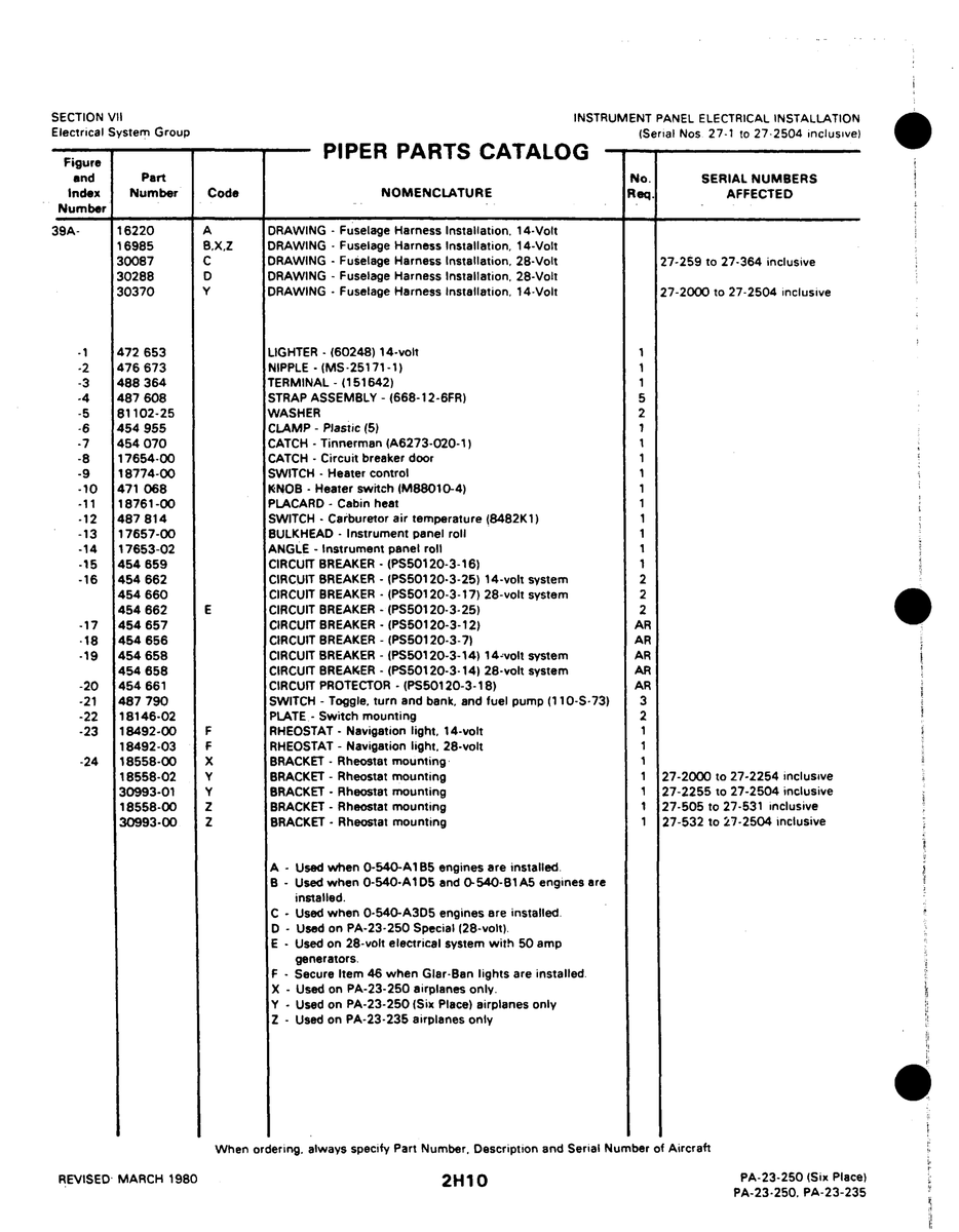 Aviation Part 30993-01 for Johnson Scorpion Too Aircraft