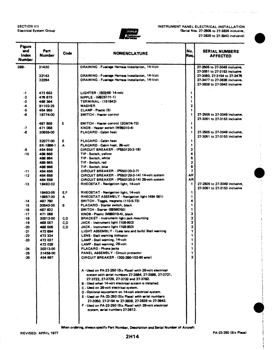 Aviation Part 3145800 for Johnson Scorpion Too Aircraft