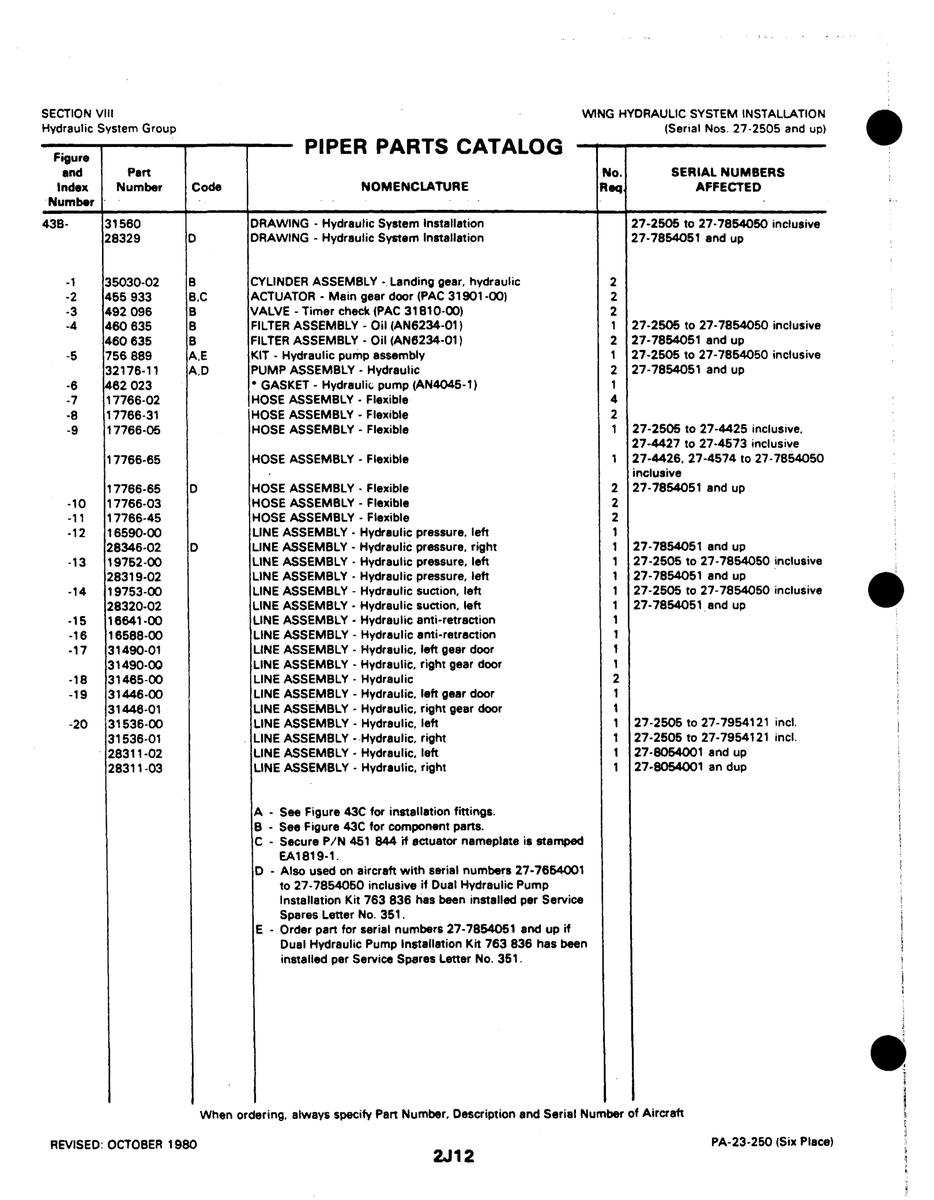 Aviation Part 31465-00 for Johnson Scorpion Too Aircraft