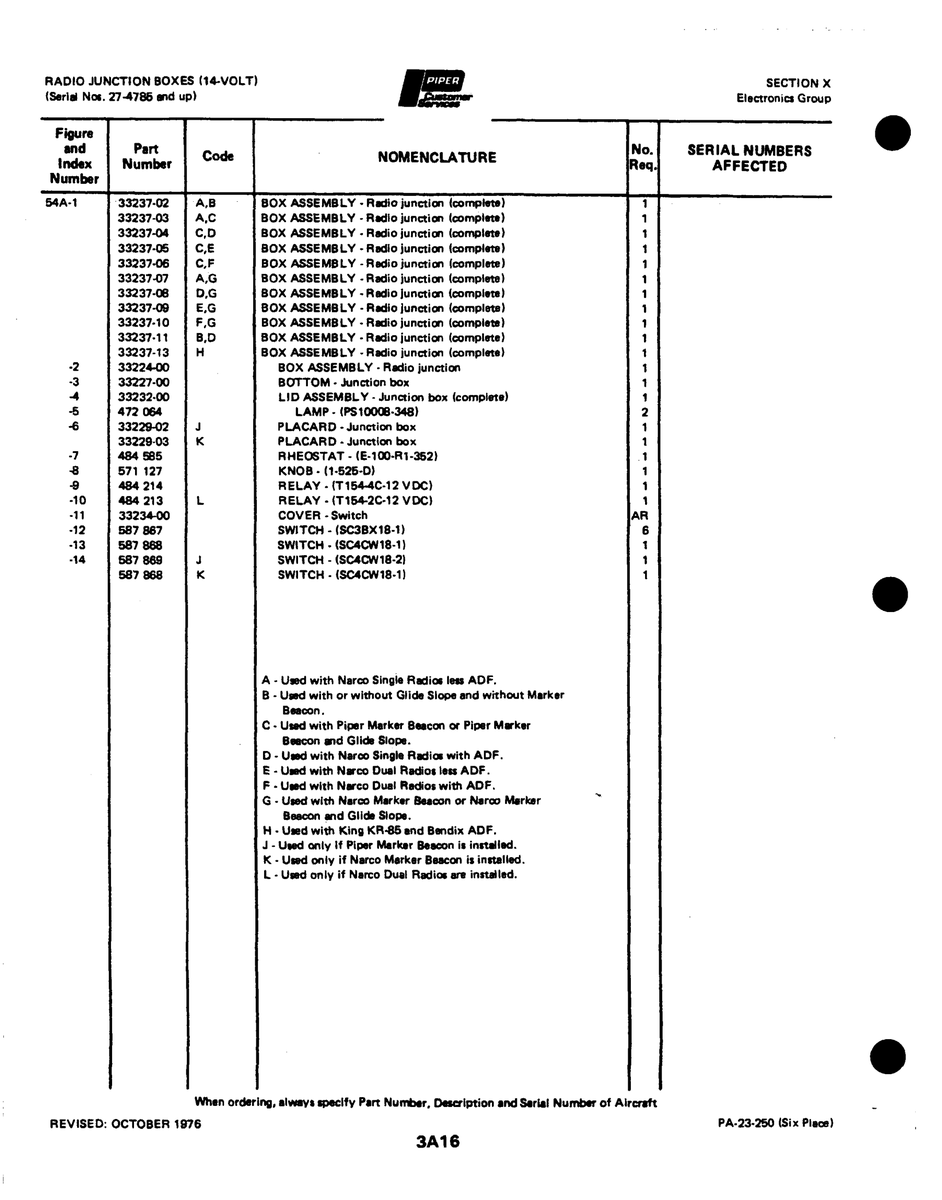 Aviation Part 33237-10 for Johnson Scorpion Too Aircraft