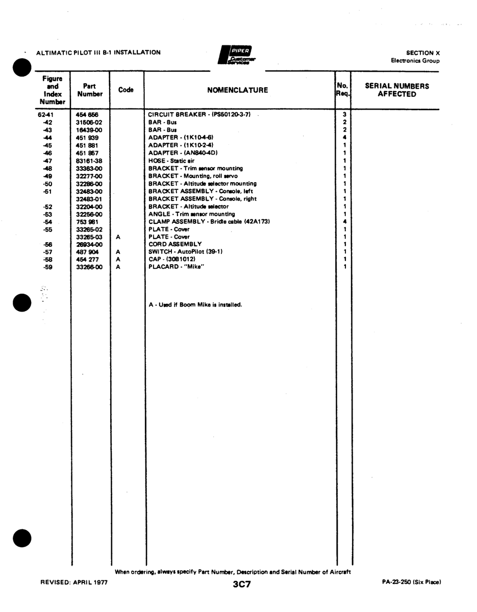 Aviation Part 3225600 for Johnson Scorpion Too Aircraft