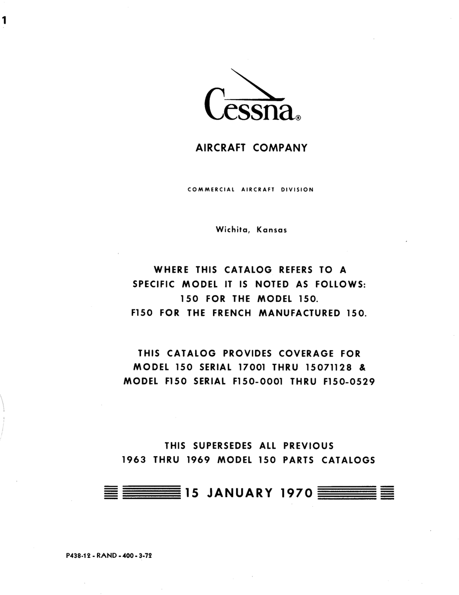 Aviation Part P438-12 for Cessna 150 Aircraft