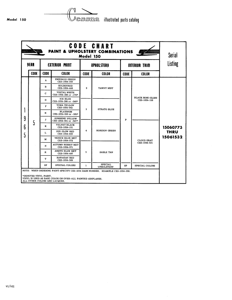 Ces 1054-487 for Cessna 150 Aircraft