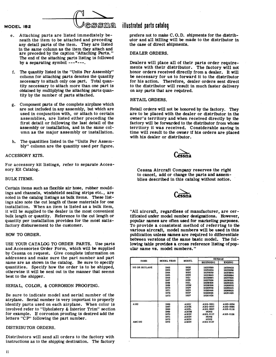 Aviation Part Al82-0137 for Cessna 182 Skylane Aircraft