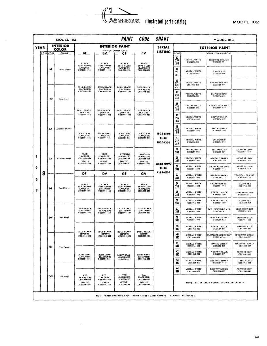 Aviation Part CES1054-717 for Cessna 182 Skylane Aircraft