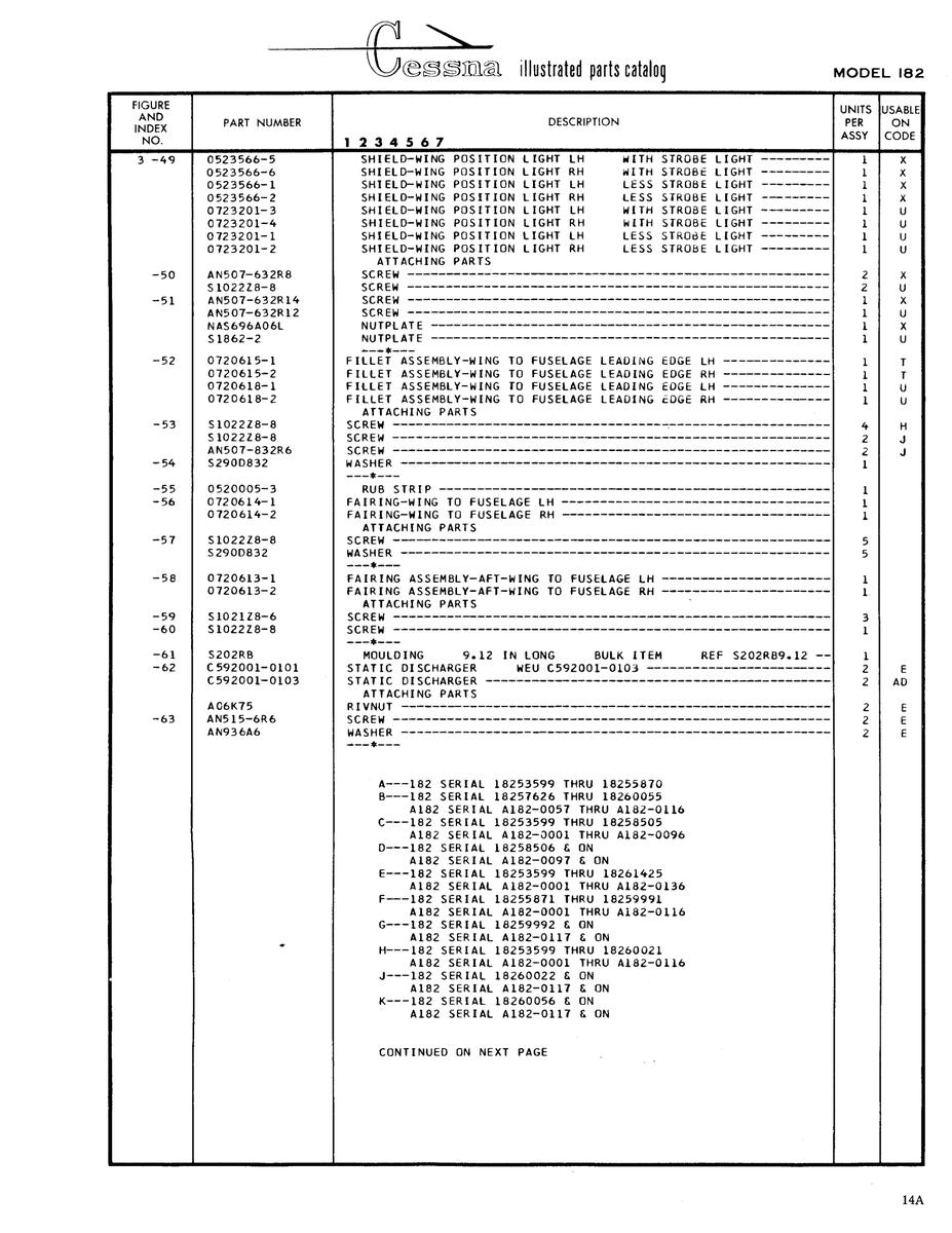 Aviation Part C592001-0103 for Cessna 182 Skylane Aircraft