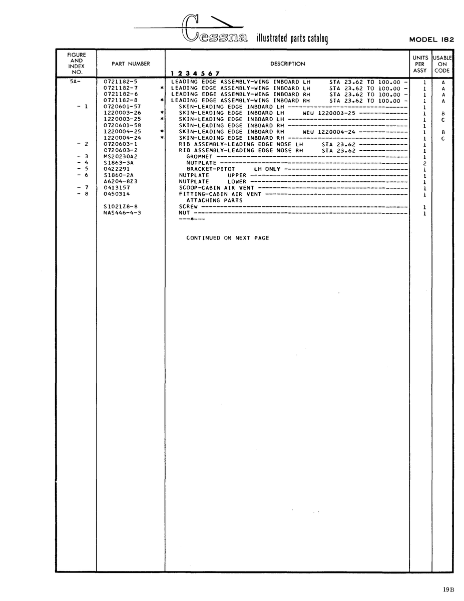 Aviation Part A6204-8Z3 for Cessna 182 Skylane Aircraft