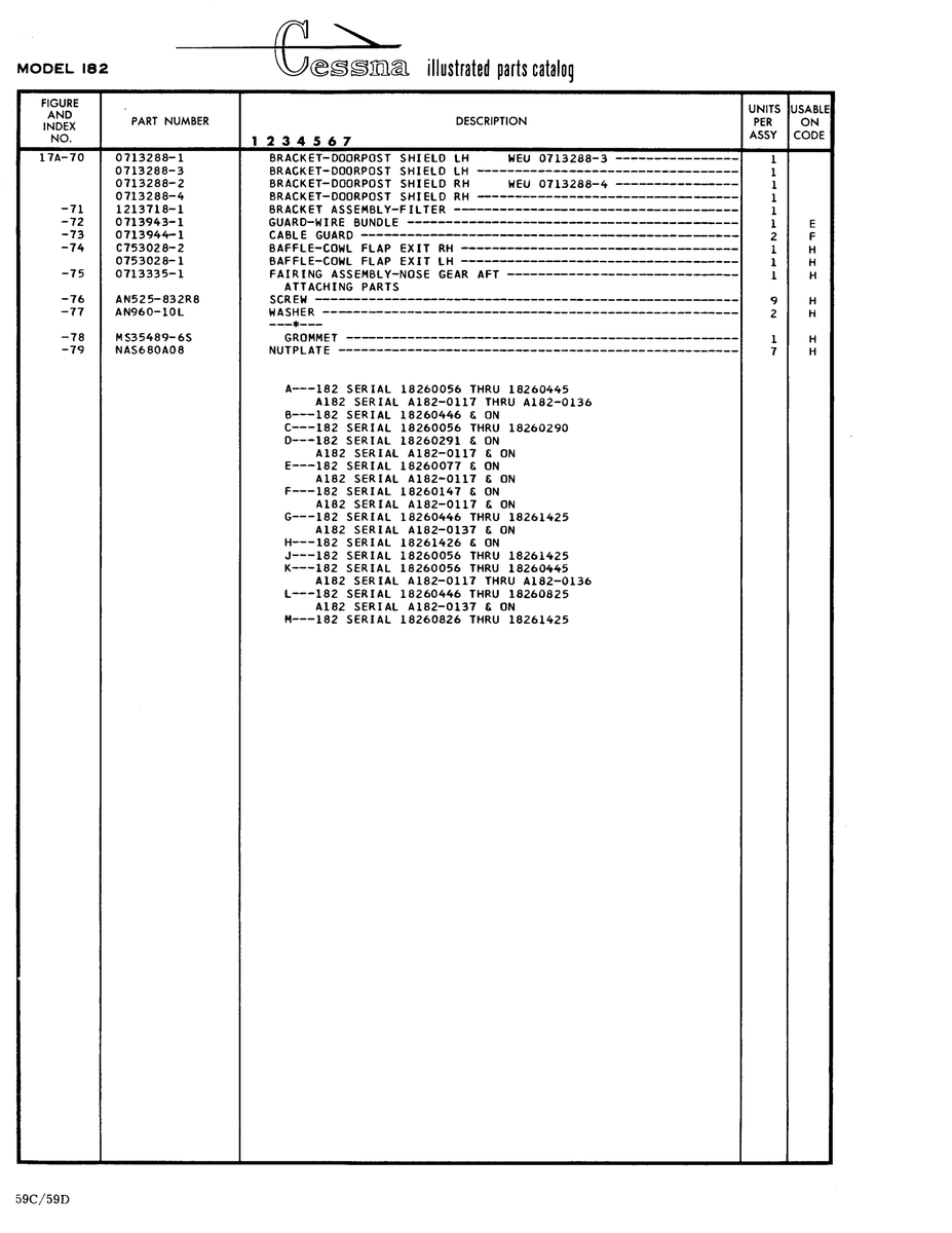 Aviation Part C753028-2 for Cessna 182 Skylane Aircraft