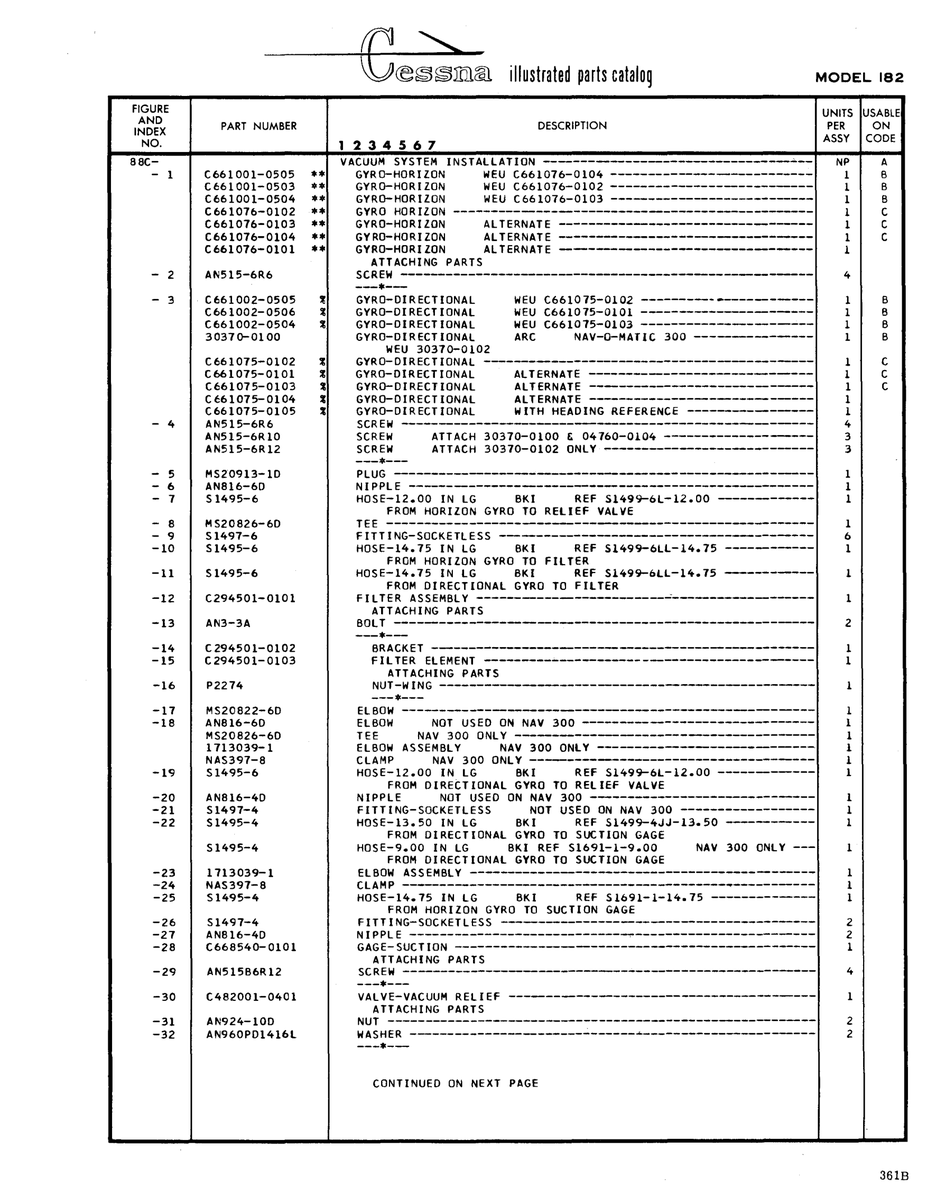 Aviation Part 51495-4 for Cessna 182 Skylane Aircraft