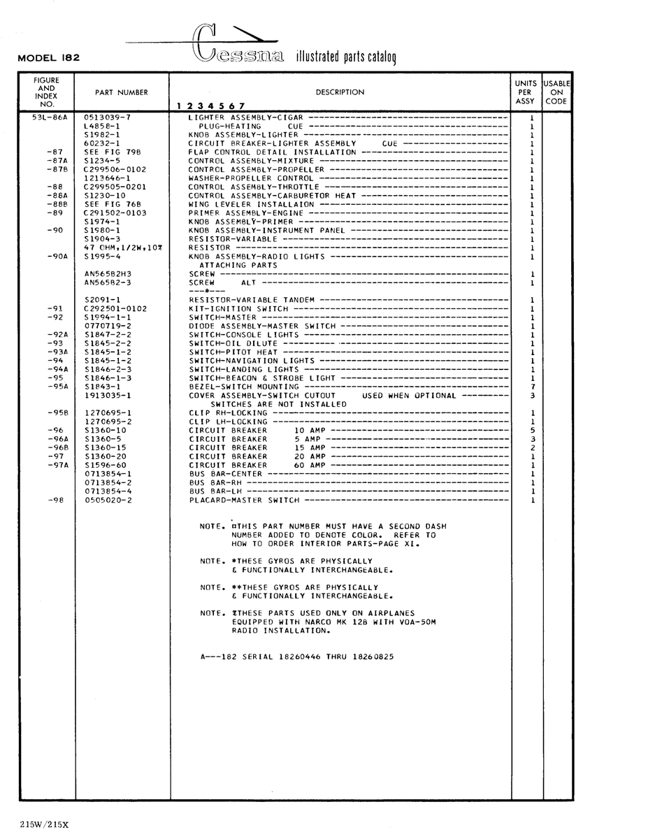 Aviation Part C291502-0103 for Cessna 182 Skylane Aircraft