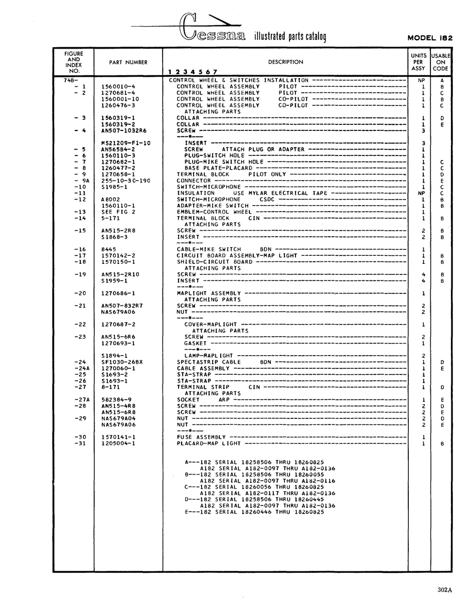 Aviation Part 8-171 for Cessna 182 Skylane Aircraft
