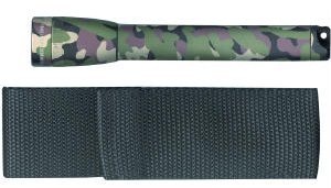 Mini Mag-Lite Holster Combo Pack/Camo, includes: flashlight, polypropylene belt holster and 2 ea Aa alkaline batteries.