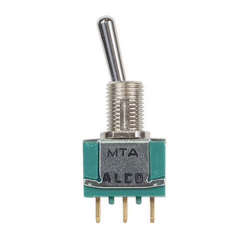 Toggle Switch/Dpdt (double pole-double throw), On-Off-On, panel mount, terminal seal, gold flash over silver plating.  MTA-206P
