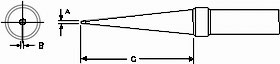 Long Screw Tip/Solid copper, plated with iron, long screwdriver, 078 x 1.0 in. For use with Wtcpt soldering stations PTL8