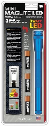 Mini Mag-Lite LED Flashlight/Blue, includes: flashlight, polypropylene holster and 3 Aa alkaline batteries. SP2311H